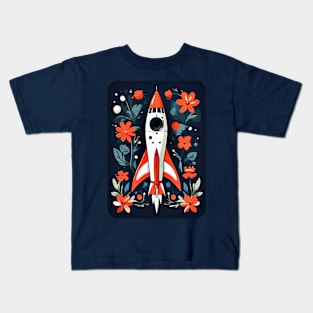 Floral Space Trip by Akbaly Kids T-Shirt